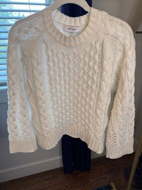 Women's White Cable Knit Sweater